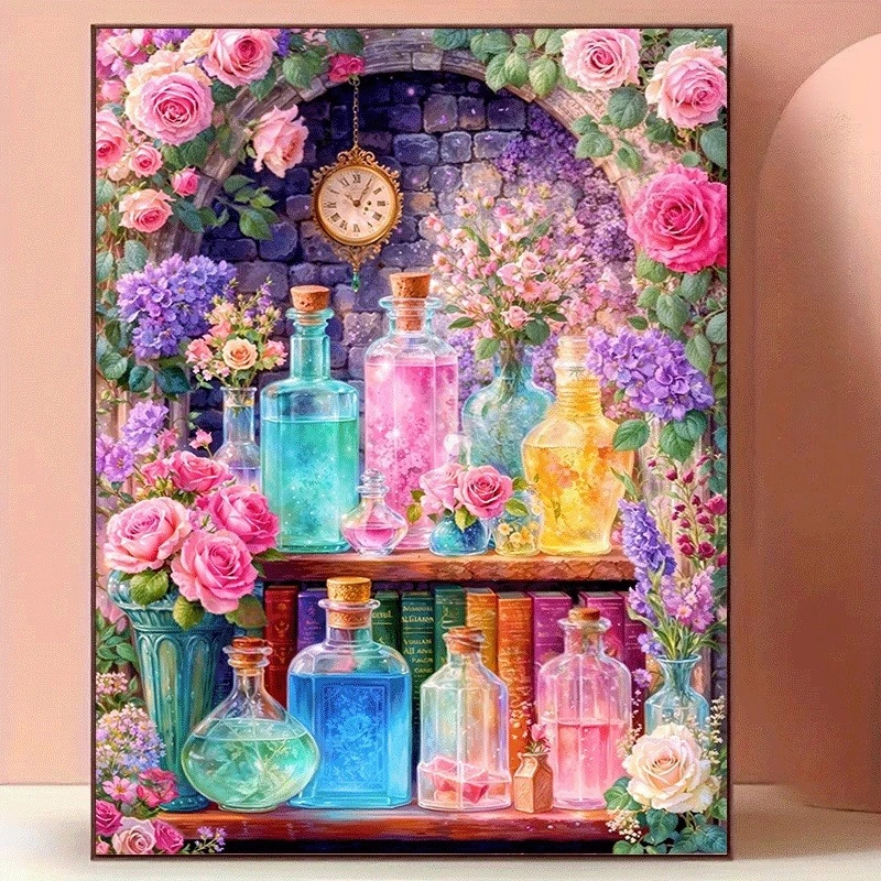 Photo Mosaic Print - Peinture au diamant, thème fleurs/gâteaux/beauté colorés,