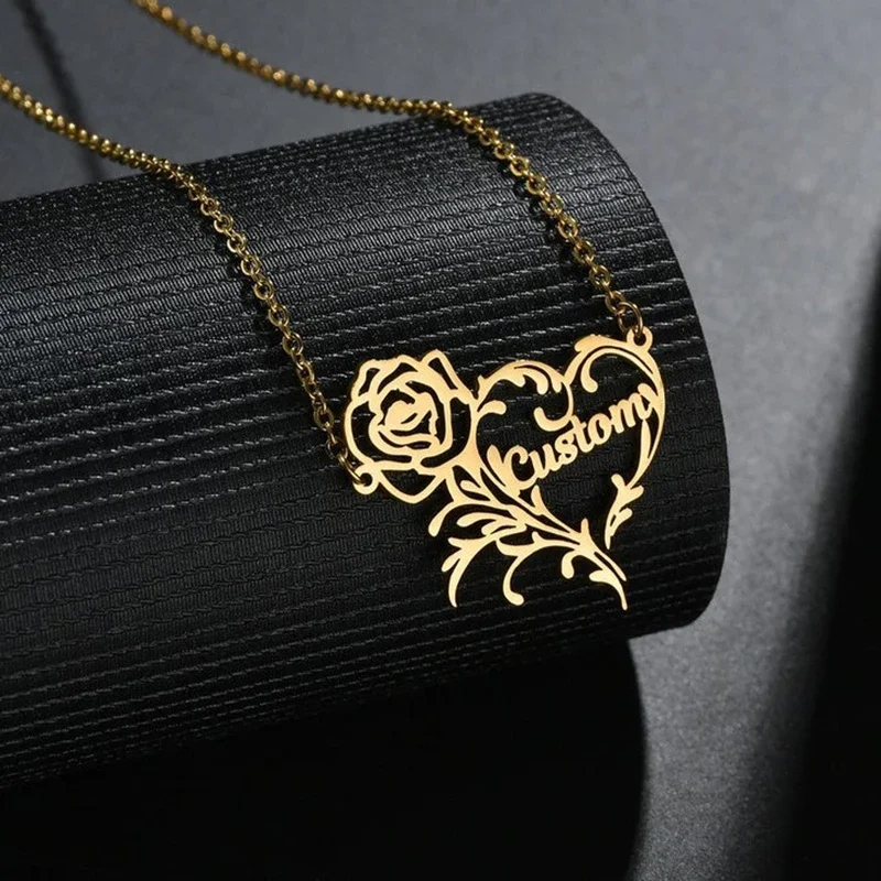 Collier à breloques coeur rose - Birth Flower Necklace avis et prix