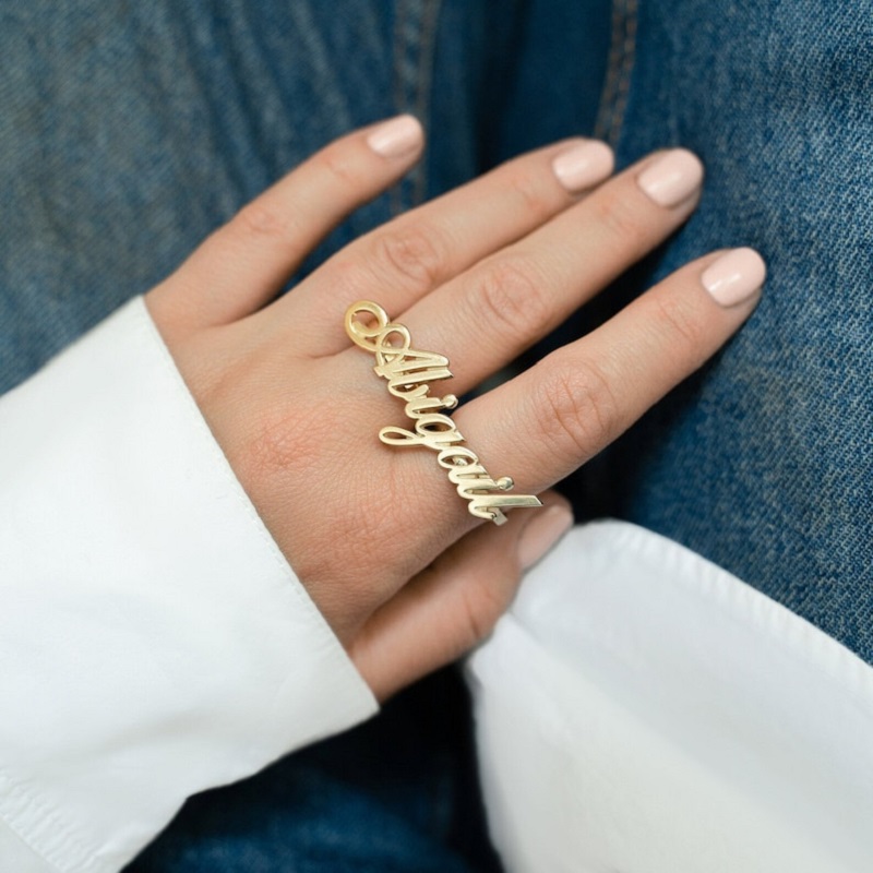 Bague à deux doigts en acier i - Initial Ring Custom avis et prix